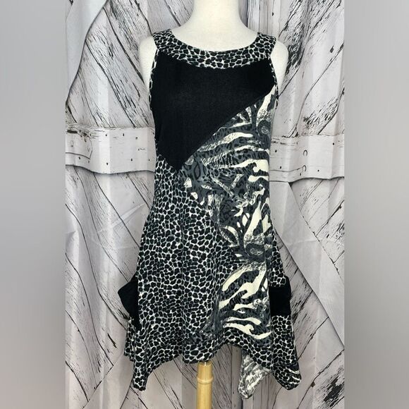 Radzoli animal print knit dress shark bite hem S - Picture 1 of 6